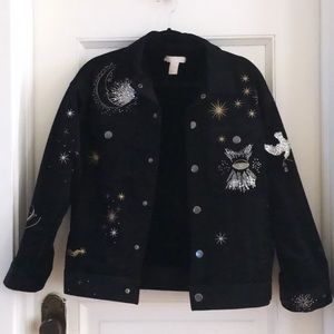 Oversized Corduroy Jacket w/ Celestial Embroidery